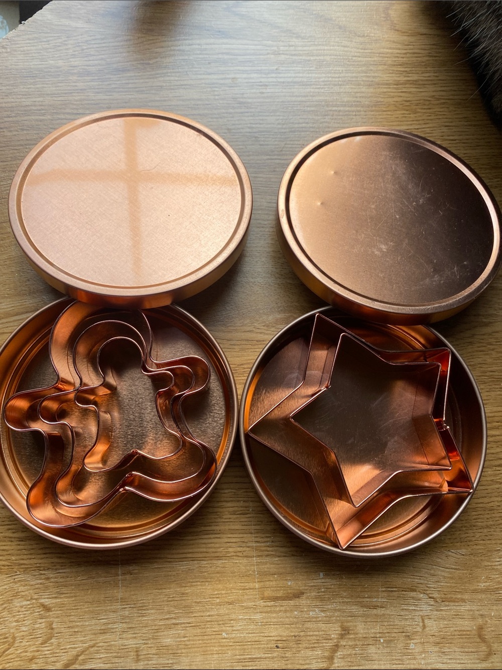 Copper Cookie Cutter Tin Sets - 3 Gingerbread & 2 Star Shapes 1" X 4"